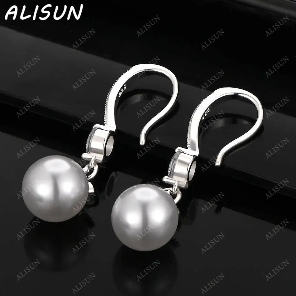 

ALISUN 925 Sterling Silver 10mm&12mm Pearl Earrings Drop Earring For Women Creativity Gift Street All-match Party And Daily Wear