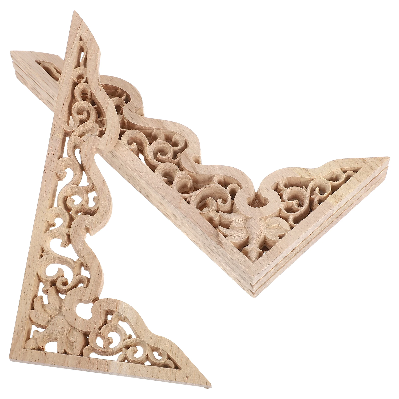

4 Pcs Wood Carving Decals Decorative Appliques Corner Onlay Carved Wooden Decoration Furniture Carvings Onlays for