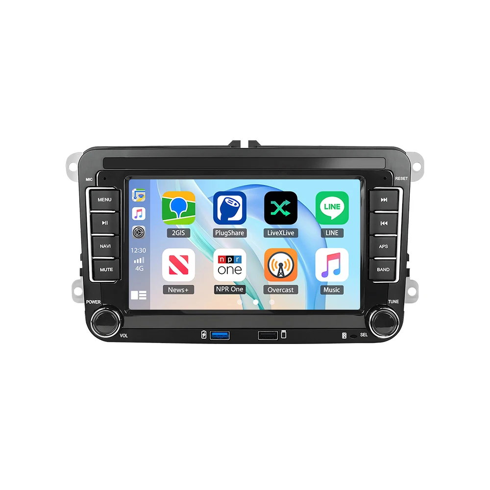 Podofo 2+64G Radio Wireless CarPlay für Apple für Seat/VW Android Auto Autoradio GPS FM/RDS Stereo WiFi BT Multimedia Stereo
