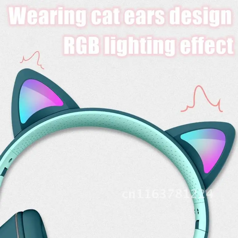 

Virtual 7.1 Wired Cat Ear Gaming Headset With Pluggable Noise Reduction dual Microphone RGB lighting cute girl gaming Headphones