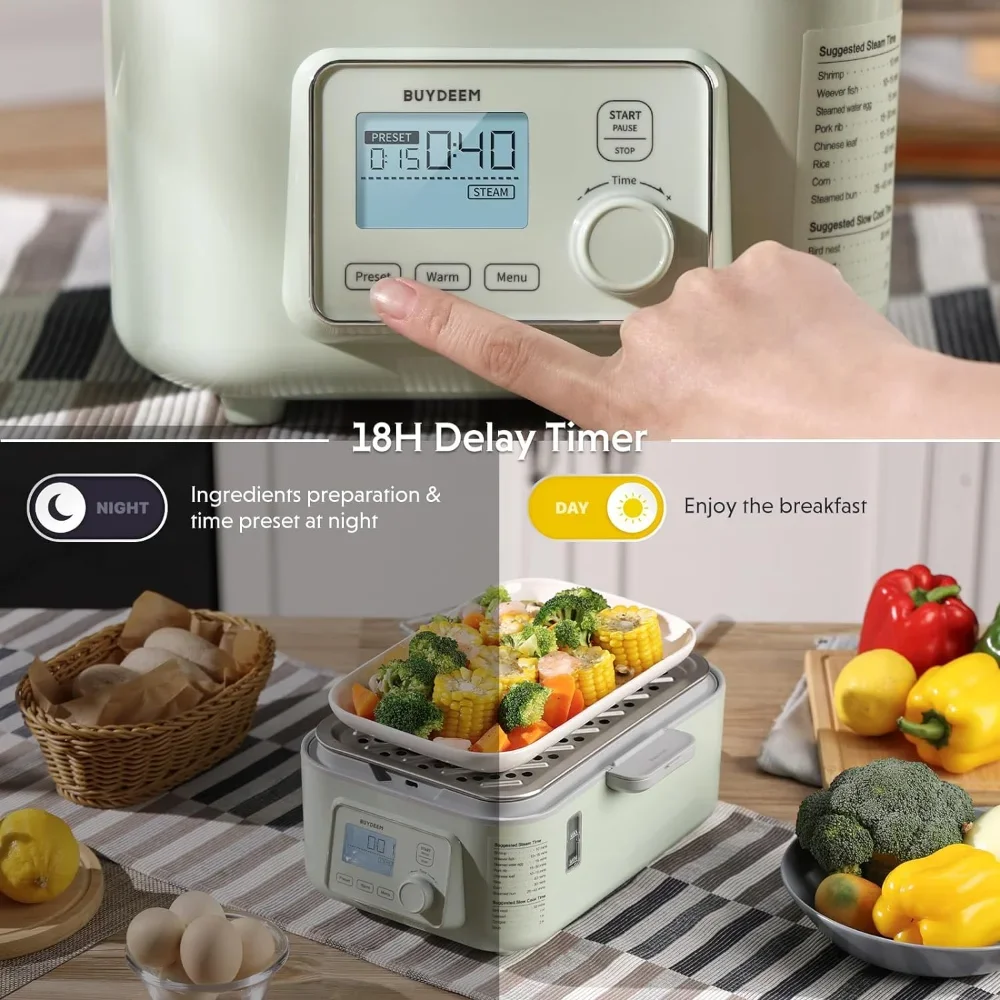 BUYDEEM-Vapor Elétrico de Alimentos para Cozinhar, G553, 5 Quartos, Vapor Vegetal One Touch, Vapor Digital Multifuncional, Vapor Rápido a Vapor