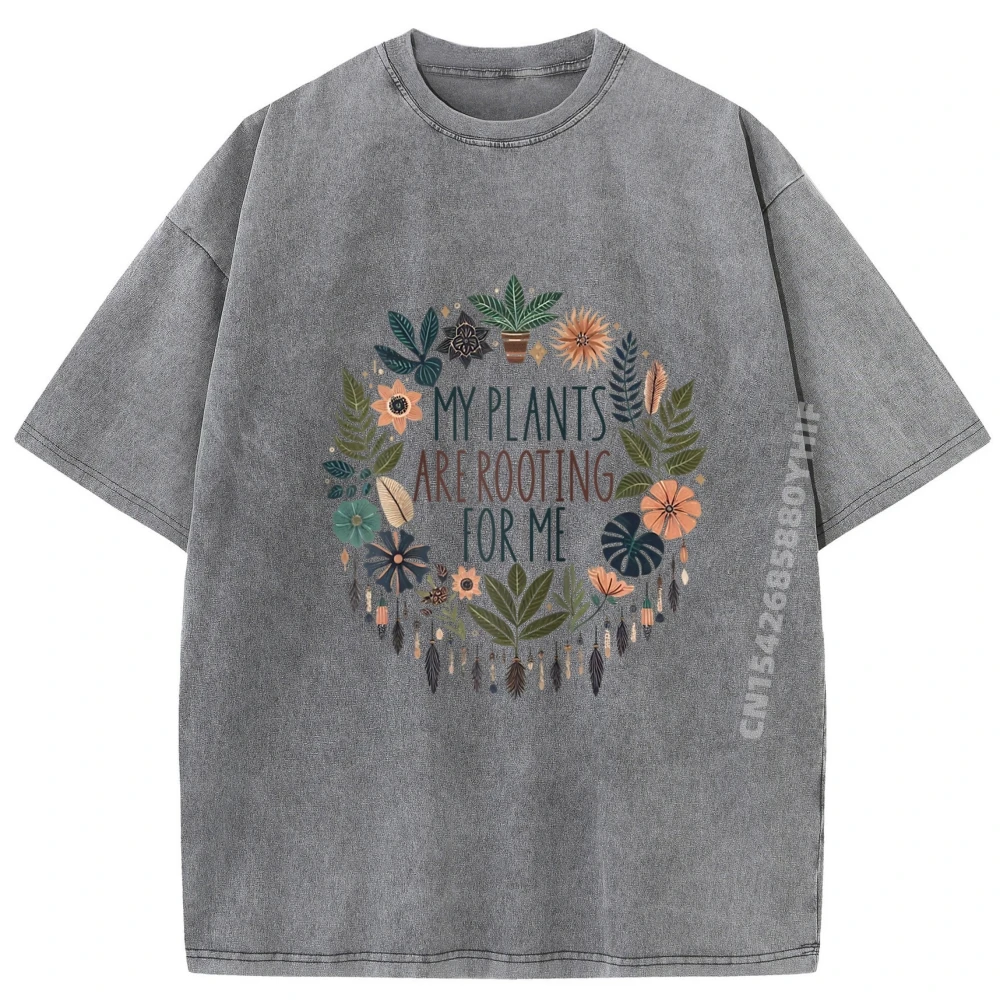 

Retro My Plants Are Rooting Tshirts Boyfriend Letter Mother Day Tops Tees Special Retro Washed Tee Shirt Fashion Luxury Designer