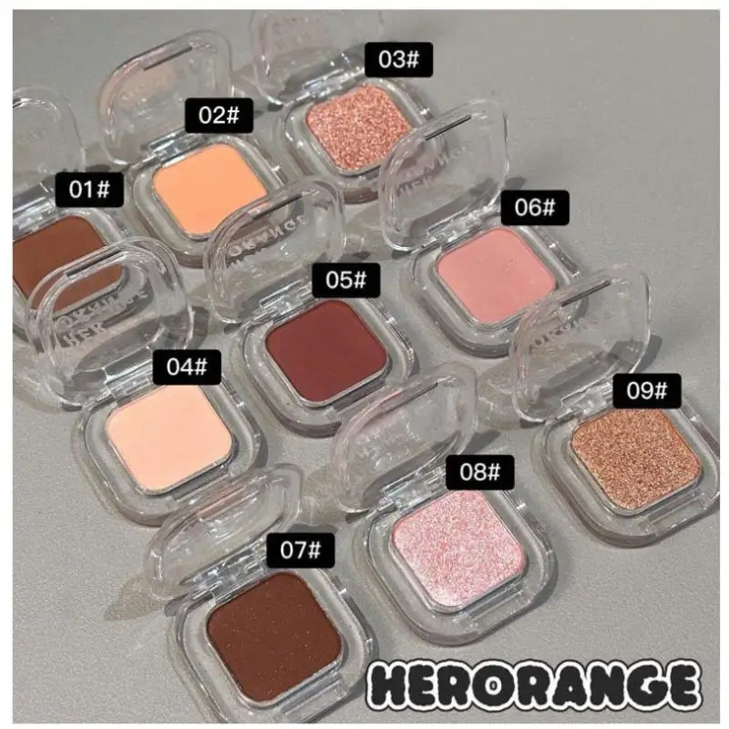 باليت ظلال عيون أحادية اللون من هيرورانج، لون مطفي ولؤلؤي وبراق، ألوان ترابية منخفضة التشبع لمكياج العيون الدخاني