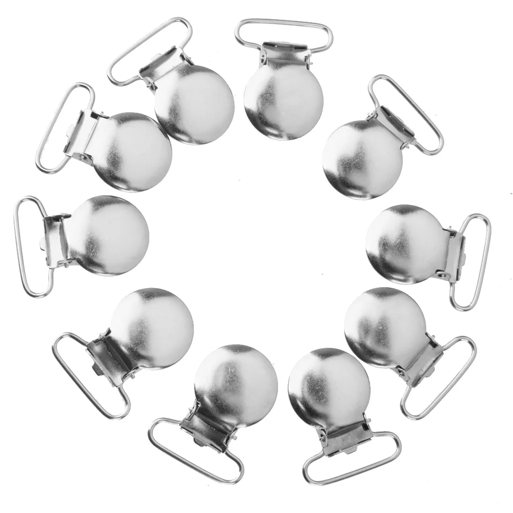 10 Round Shape Pacifier Suspender Clips Holder Crafts w/ Plastic Insert 2.5cm