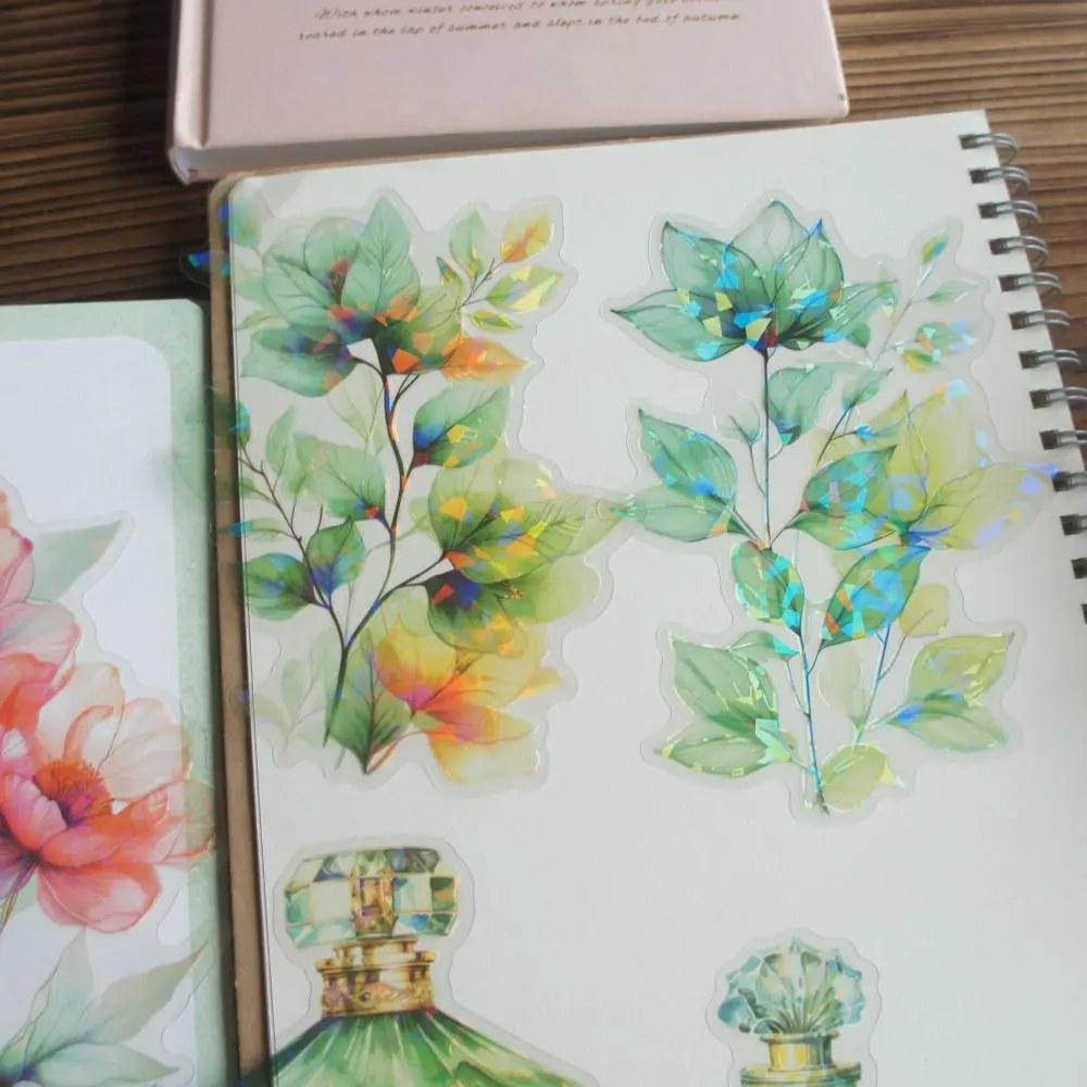 

10 Pcs Laser Diamond Pattern Flowers in Perfume Bottles Style PVC Sticker Scrapbooking DIY Gift Decoration Tag