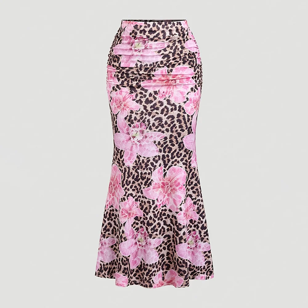 

Mia Muse Skirts Summer Fashion Comfortable Floral Print Street High Waist A-Line Skinny Fit Party Skirts For Women