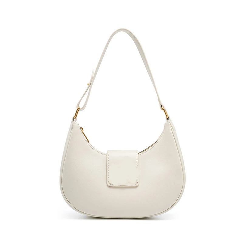 Sac en cuir véritable demi-lune pour dames, sac sous les bras, créateur de haute qualité, n ° ale, shopper, nouveau, 2024