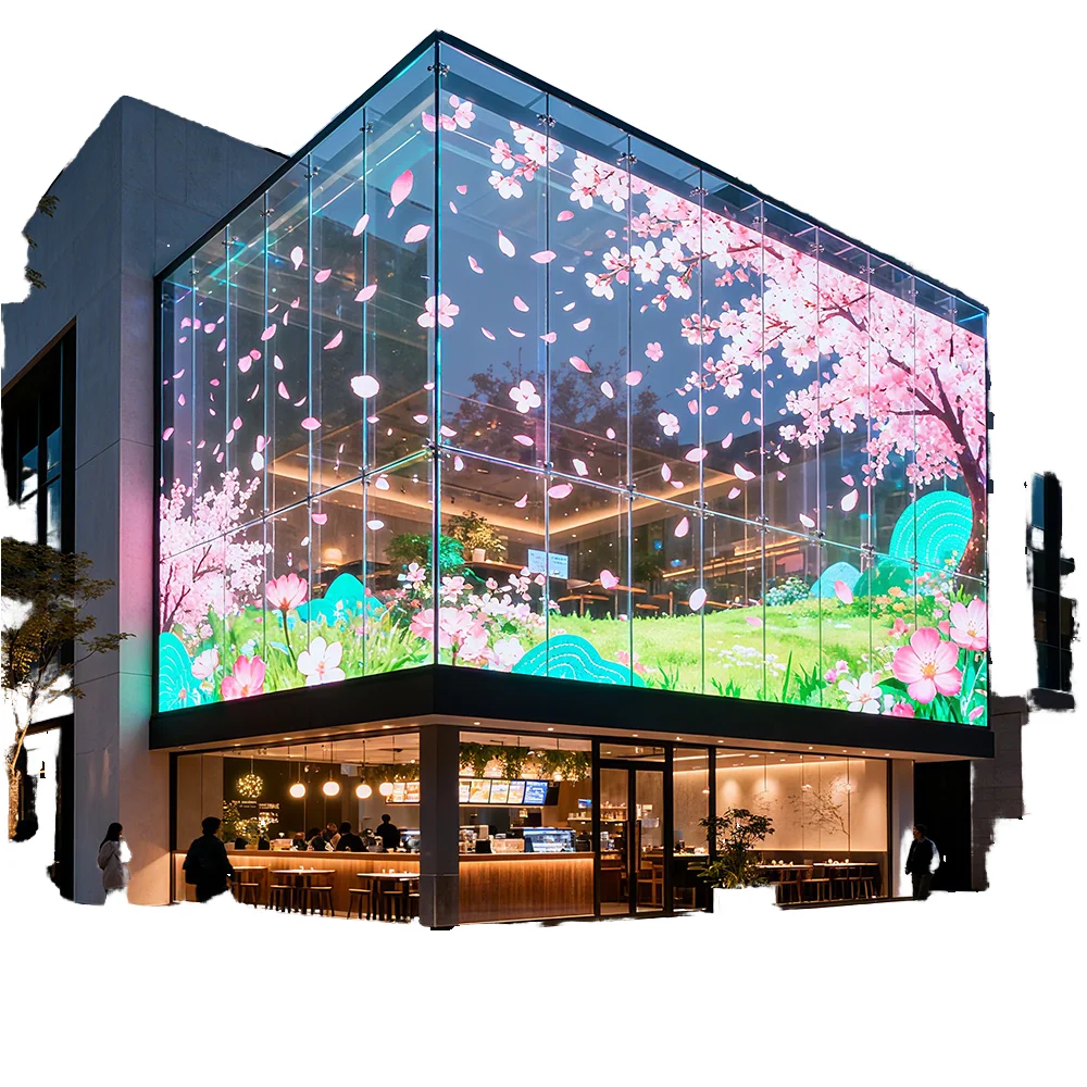 Customized Products Hologram Led Display Flexible & Adhesive P6 Holographic LED Screen for Glass Facade 85% High Transparency