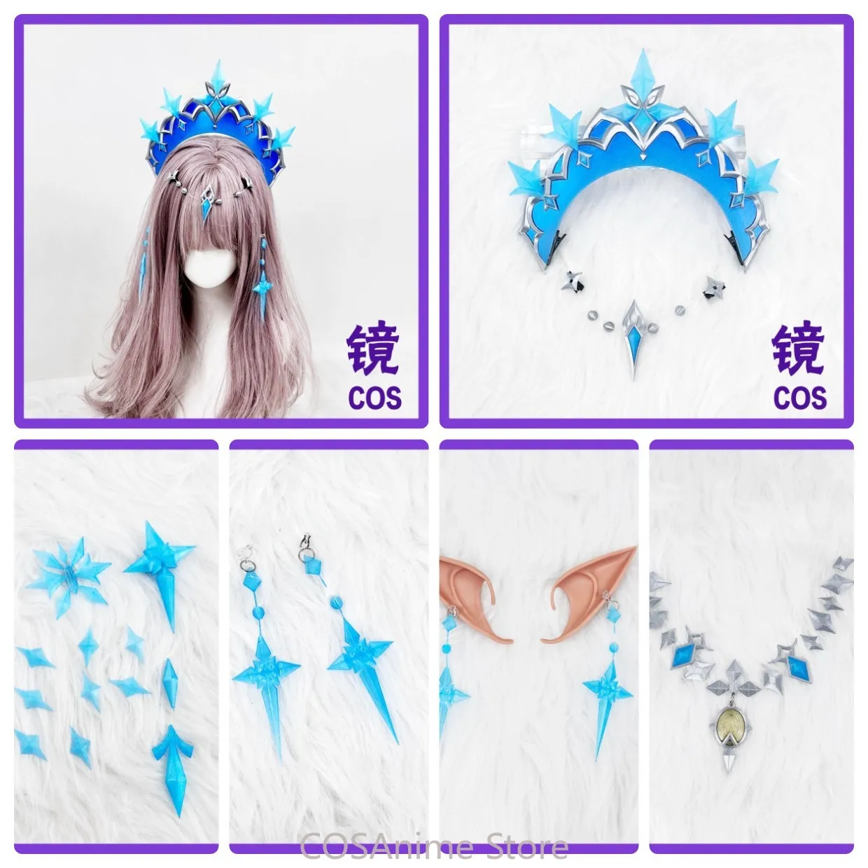 Genshin Impact Anastasia Snezhnaya Tsaritsa Anime Game Cosplay Crown Necklace Earrings Full Set Halloween Roly Play Props