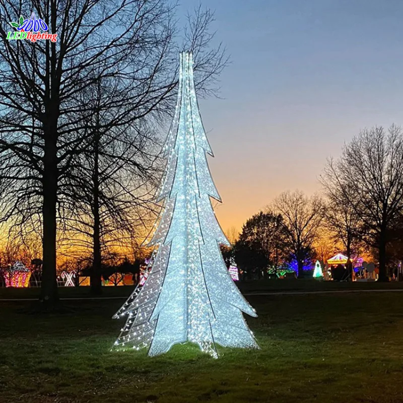 Custom. High Tall 50ft 3d Outdoor Decorative Led Metal Lighted Large Motif Tree For Hotel