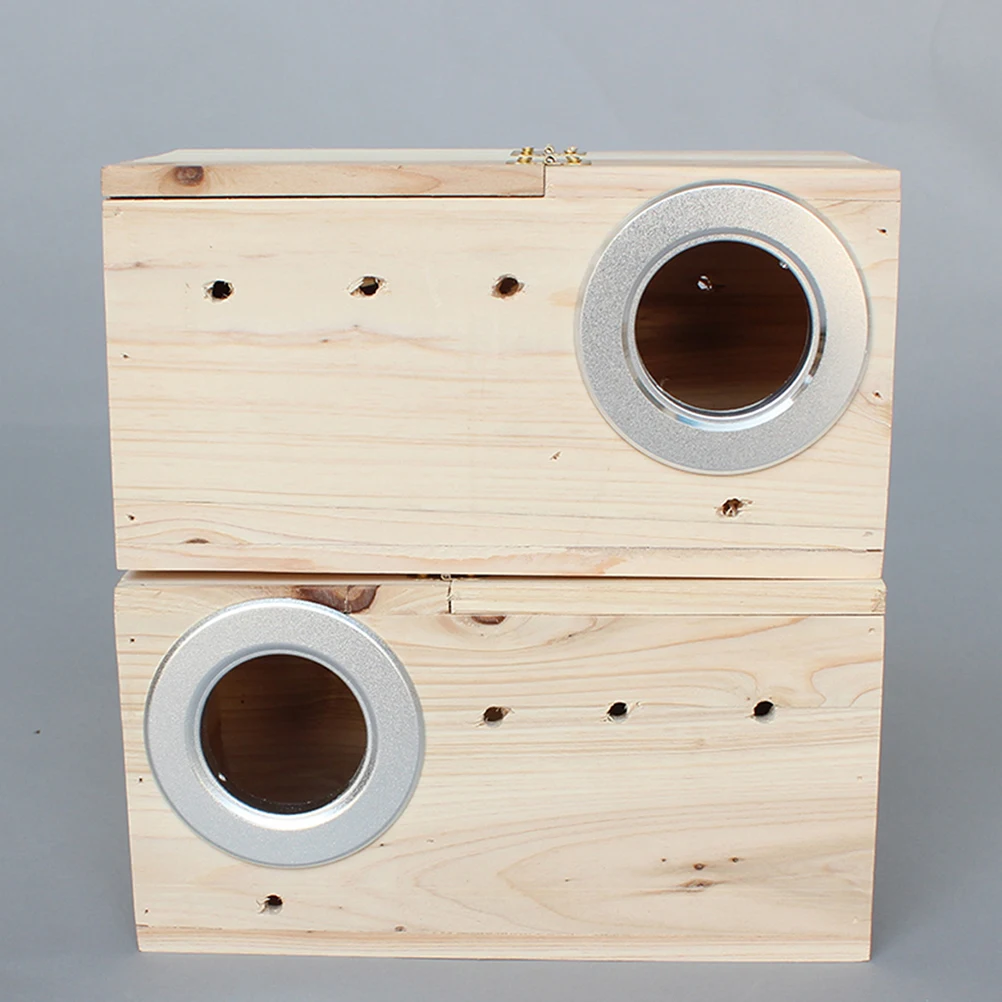 

5pcs Breeding Box Anti-bite Ring 65mm Wooden Bird Nest Boxes Durable Iron Practical Accessories Parrot Nesting