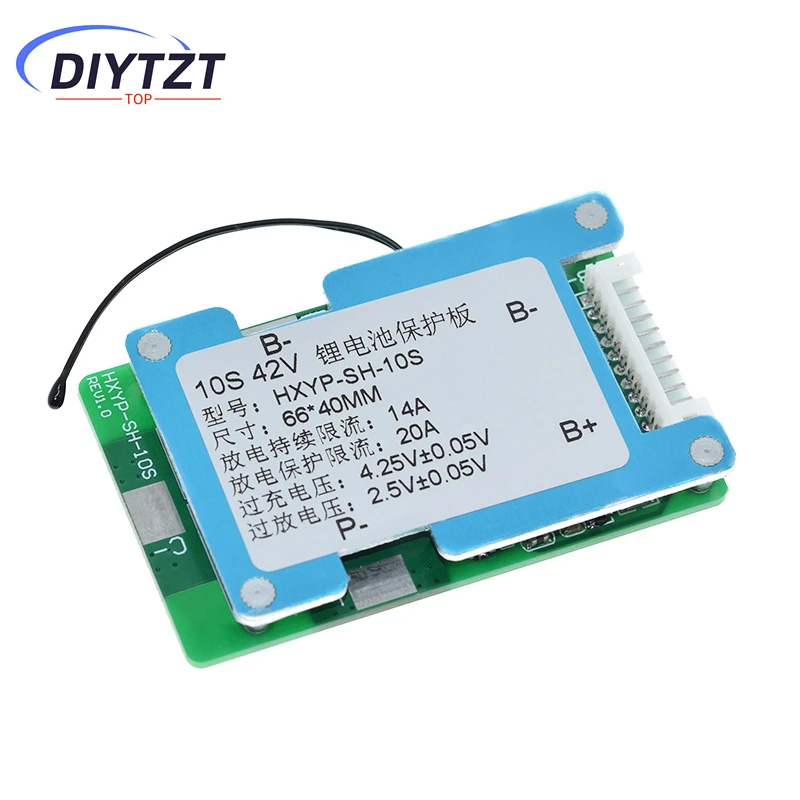 Panneau de Protection de batterie au Lithium 10S 42V 20a BMS, cellule polymère 18650 avec Balance, contrôle de température NTC intégré