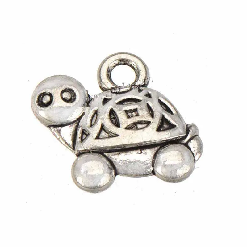 50pcs Turtle Charms Bracelets Suspension DIY Tortoise Vintage Silver Metal KeyChain Hangings Handcrafts Making Jewelery Findings