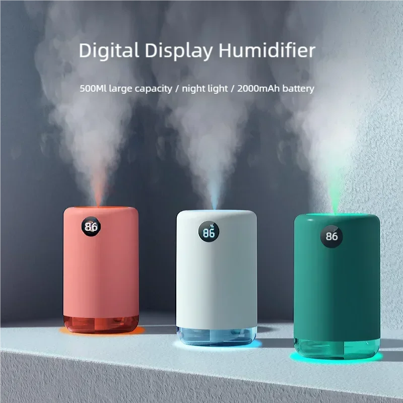 

Portable Mini Humidifier 2000mAh Battery Life 500ml Home Table Wireless Ultrasonic Air Humidifier