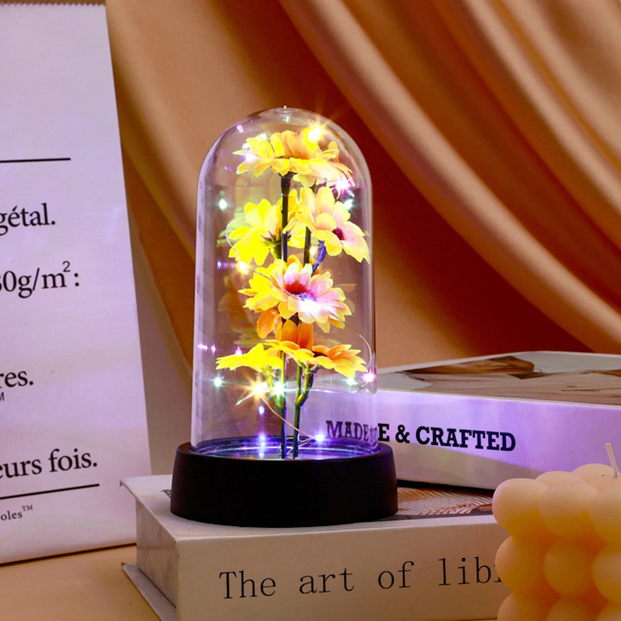 Eternal Life Flower Gold foil rose Valentine gift Creative gift LED night light