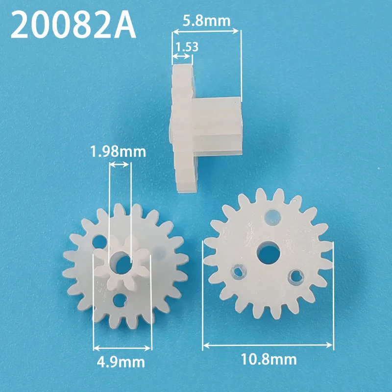 20082A 0.5M Gear 11mm Diameter POM Plastic 20 Teeth + 8 Teeth Double Layer Gears 2mm Tight Hole Toy Parts 10PCS/lot