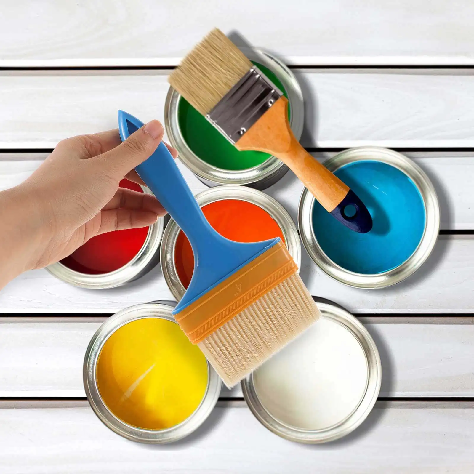 Versatile Plastic Handle Paint Brush with Fine Chemical Fiber Bristles for Furniture Waxing Walls Edging Trim Art