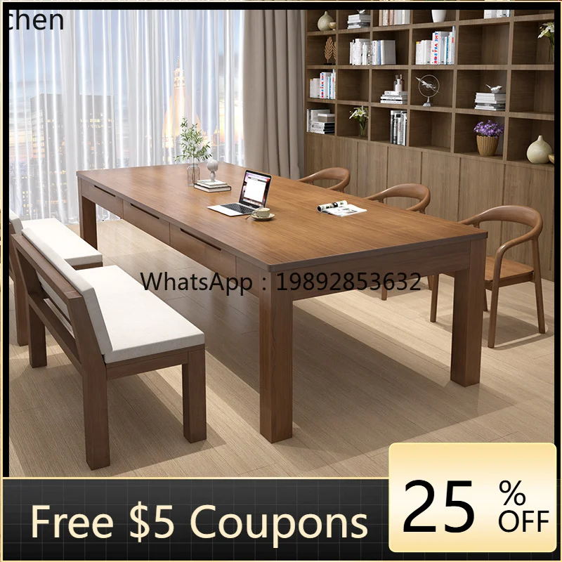 W1  living room large long desk workbench household solid wood with drawers reading table household table