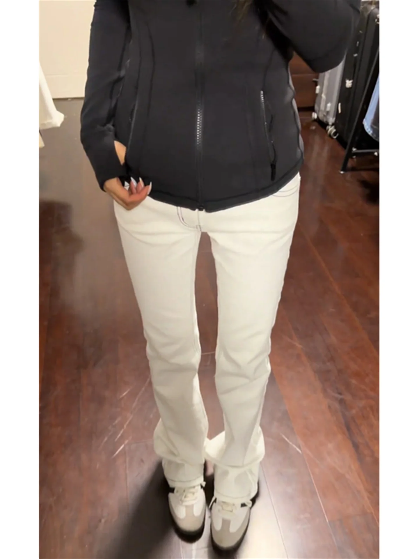 

Винтажные джинсы-клеш в американском стиле с высокой талией, облегающие, белые, женские, весна-лето, с низкой посадкой, длинные леггинсы