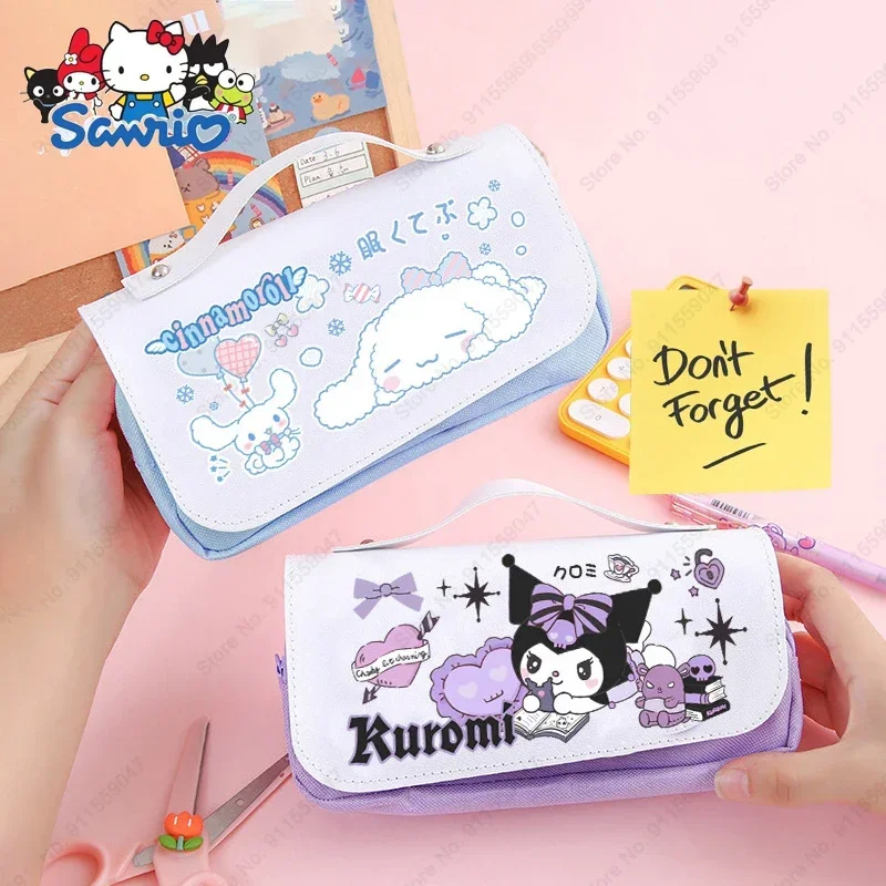 Sanrio Pu piórnik o dużej pojemności Kawaii Cinnamoroll Melody Kuromi przybory szkolne piórniki torba etui na długopis piórnik artykuły papiernicze