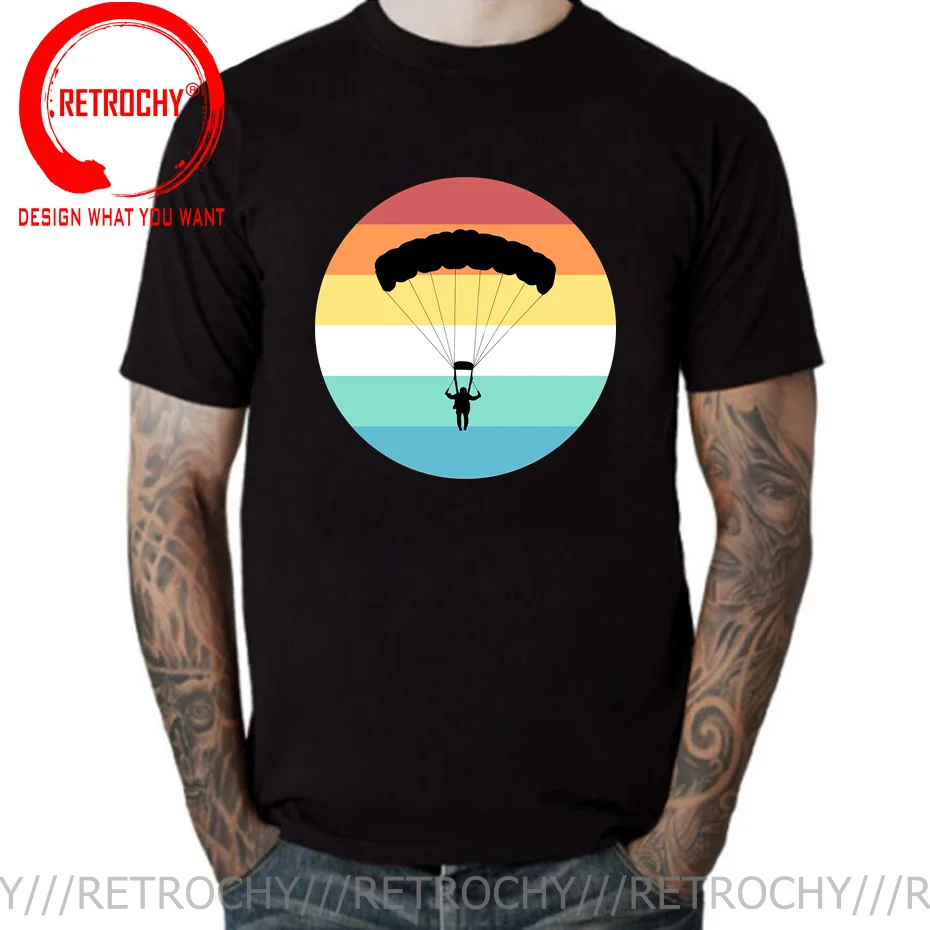 Vinage Distressed Skydiving Skydive T Shirt men Funny Sky Diver T-shirt  Paragliding Parachu Paraglider Tees Graphic Tops TShirt