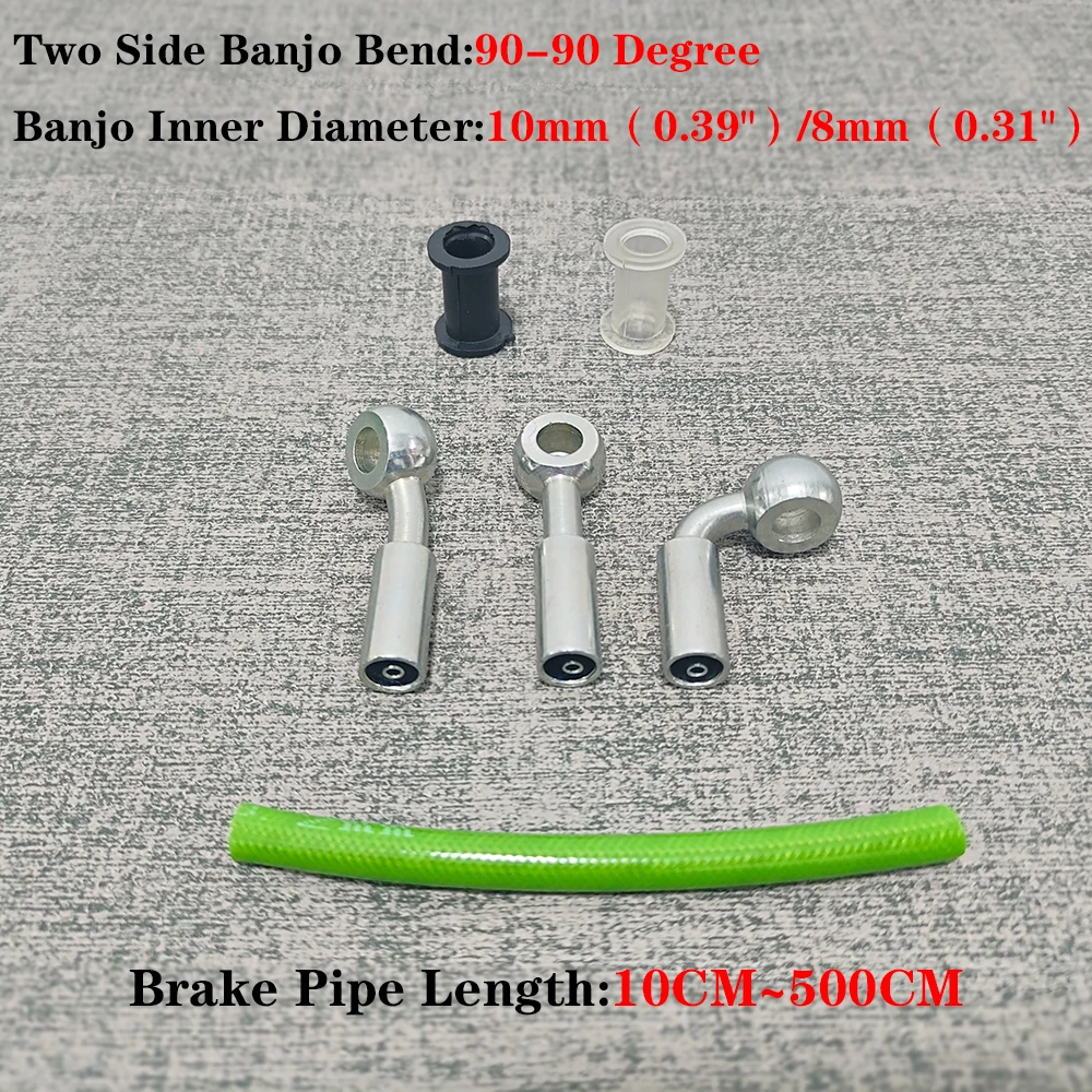 90 ° -90 °   Mangueira de linha de freio hidráulico dianteiro verde, material de nylon m8/m10 de 10cm-500cm para pit dirt bike atv quad go kart motocicleta