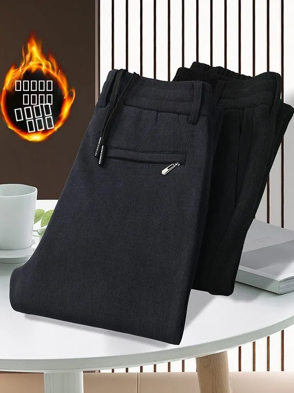 

Мужские повседневные брюки из вельвета Thiened Fce с начесом, прямые, осенне-зимние, из полиэфирного волокна