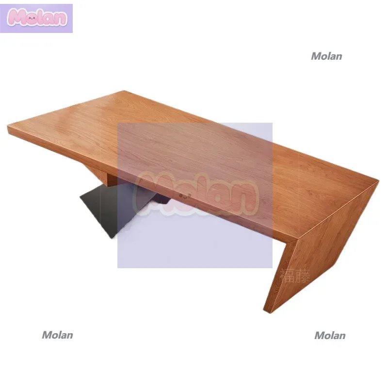 

Loft high-grade cherry wood American supervisor desk modern simple class desk boss table wrought iron creative desk