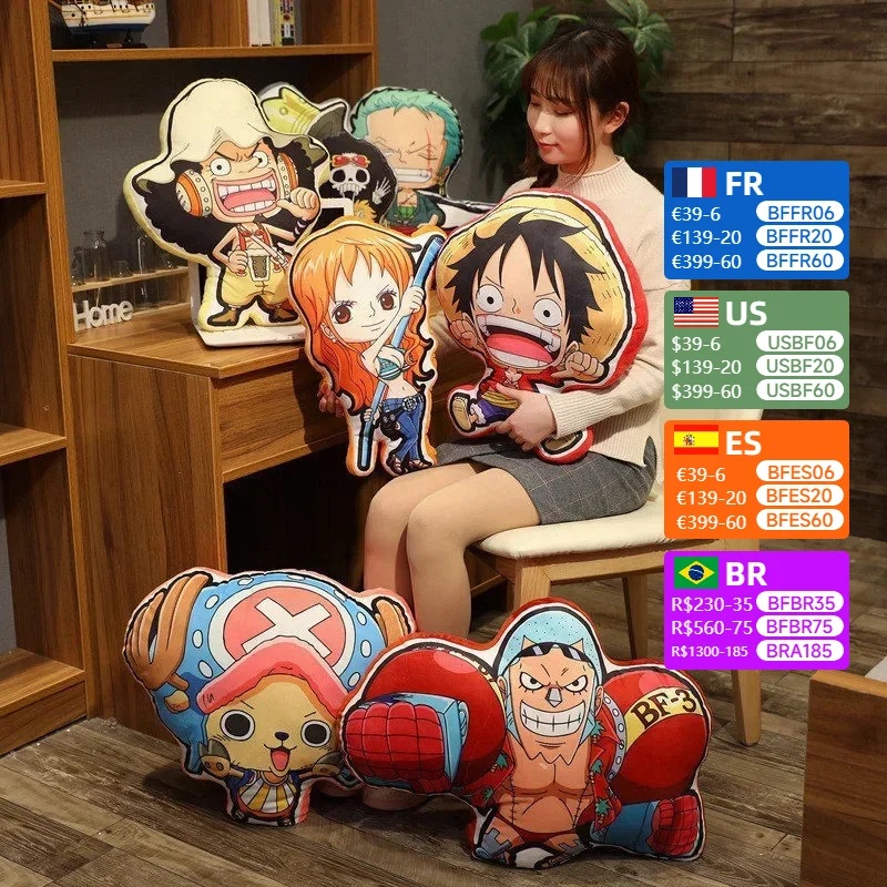 

One Piece Pillow Doll Luffy Roronoa Zoro Sanji Chopper Usopp Cartoon Anime Peripherals Stuffed Toys Cushion Pillow Birthday Gift