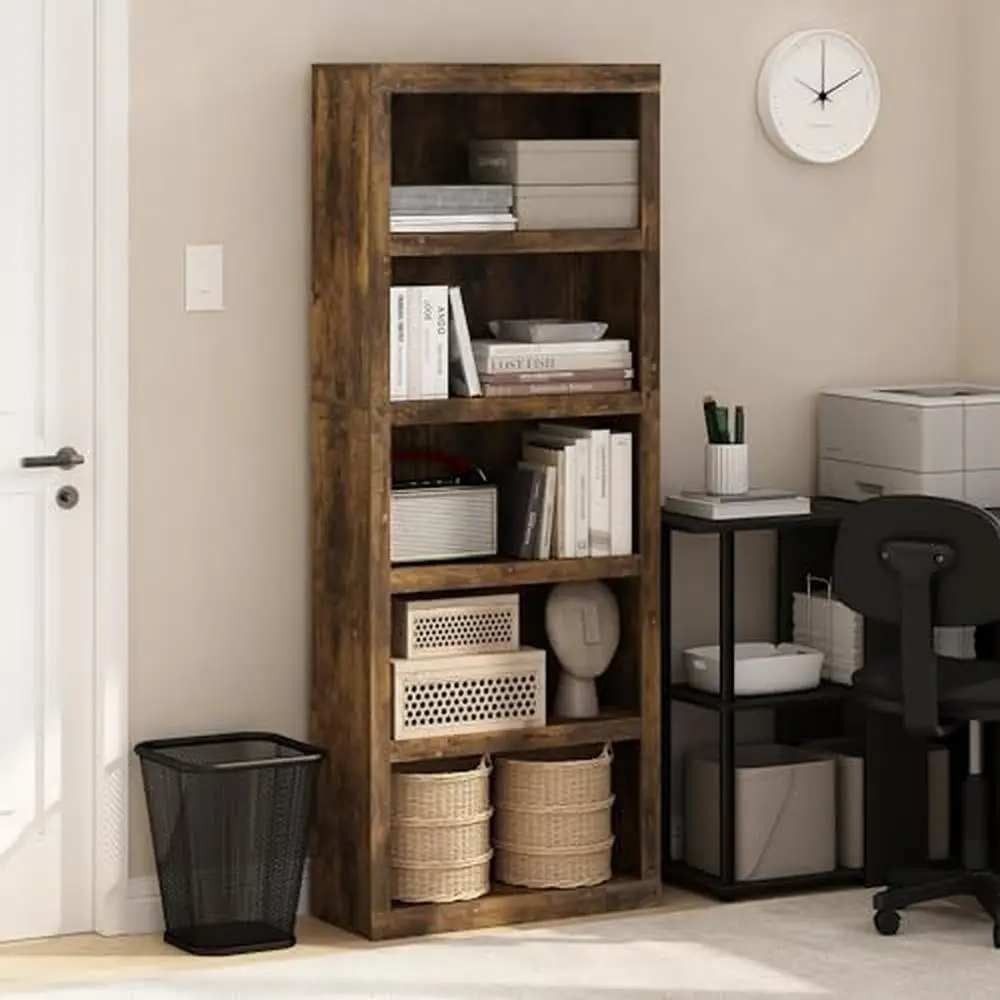 5-stufiges Bücherregal aus offenem Holz Bücherregal Home Office Schlafzimmer Küche Wohnzimmer Stauraum platzsparend langlebiges, leichtes Regals ystem