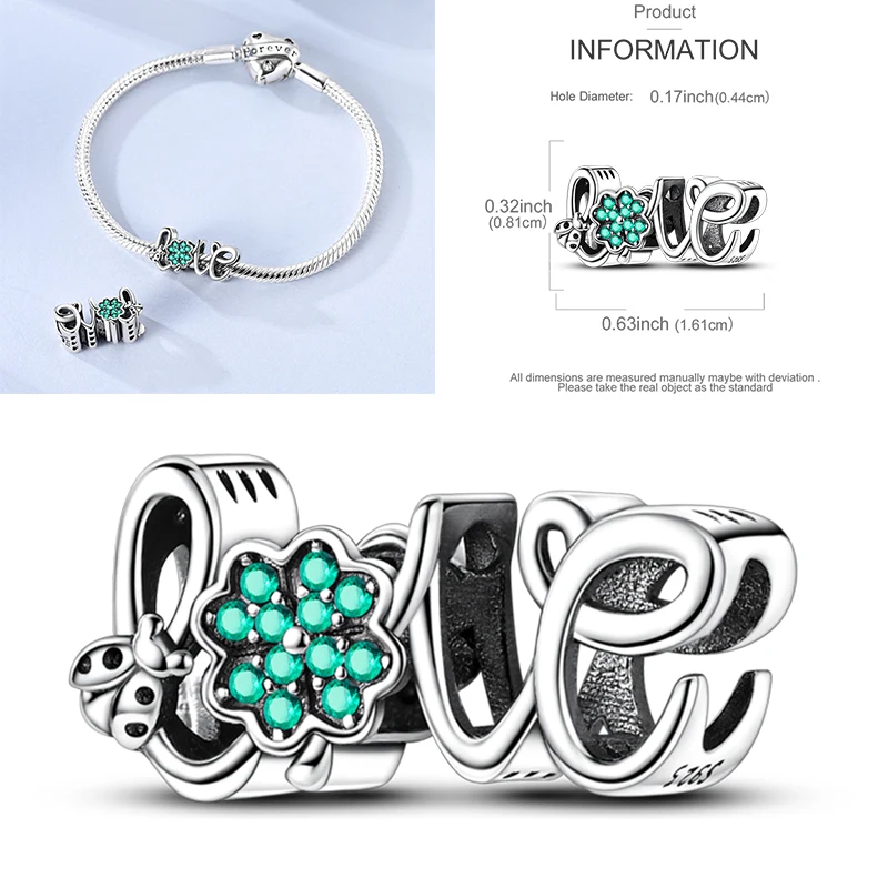 2026 925 Sterling Silber Grüner Glücks-Zirkon Vierblättrige Kleeblatt-Serie Charms Niedliche Hundeperlen Passend für Armbänder DIY Schmuck Originelle Frauengeschenke – Detail 36