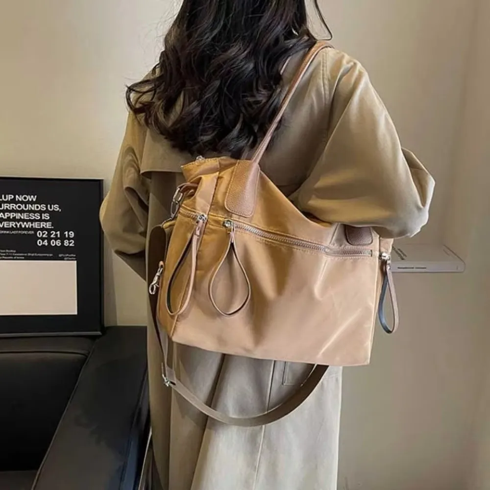 

Винтажная нейлоновая сумка на плечо, большая вместительная сумка с регулируемым плечевым ремнем, водонепроницаемая женская дорожная сумка