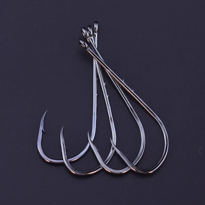 Fast Shipping 50pcs/lot Carbon Steel Double Bait Holder Long Shank Barbed Fishing Hooks