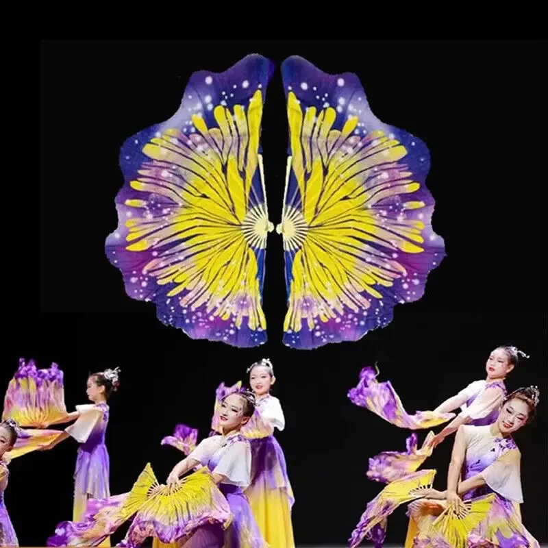 1Pair Butterfly fan Hand Fan for Dancing Play Costume Props Folded Fan Bamboo Bone Performance Dance Fans Party Stage Props - Image 4
