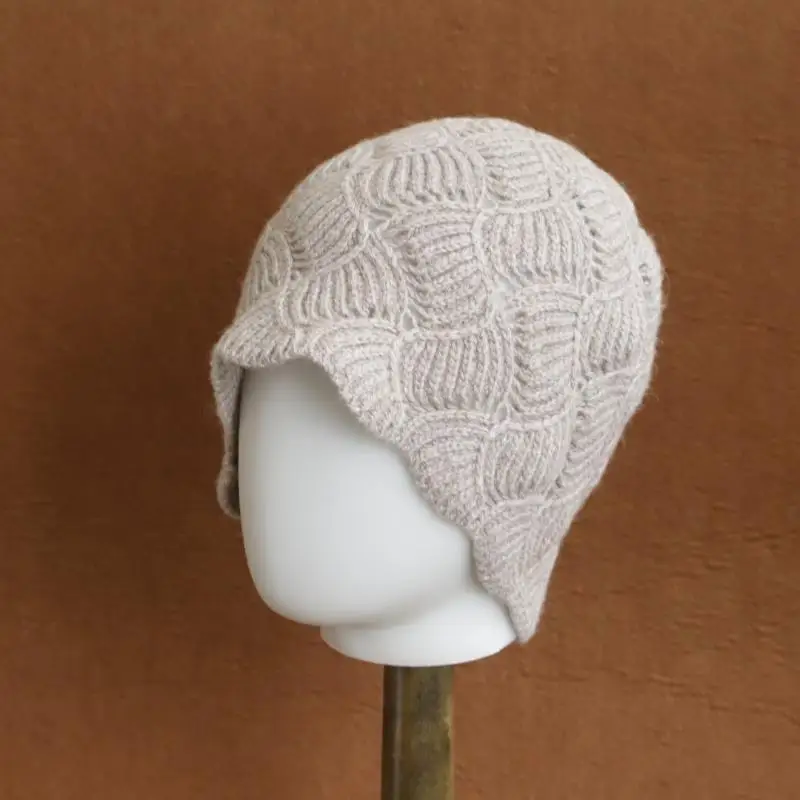 2026 Neue Y2K Herbst-Winter-Wollmütze für Damen, Modische Vintage-Strickmütze, Vielseitige Kappe, Frühlingsmütze, Faltbare Mütze – Detail 4