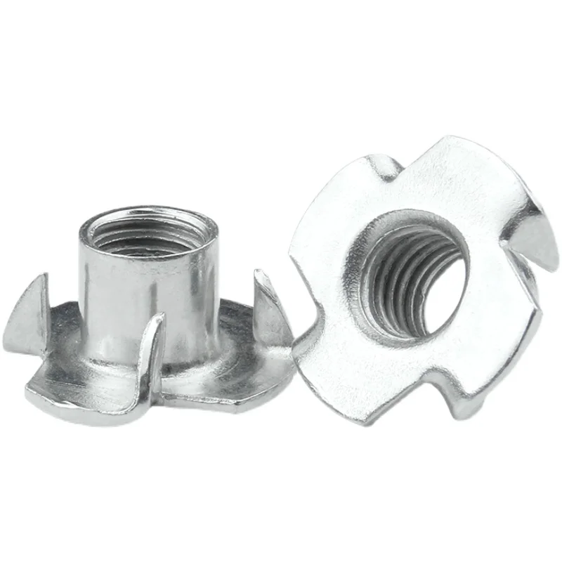 80pcs M3 M4 M5 M6 M8 Zinc Plated Four Claws Nut Speaker Nut T-nut Blind Pronged Tee Nut Furniture Hardware