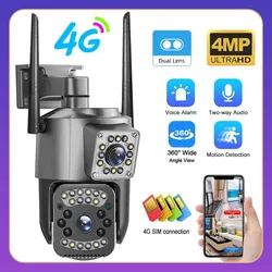 V380 Pro 4K 4MP 4G SIM Card CCTV Camera Waterproof Outdoor IP Security Camera Bidirectional Call Color Night Vision AI 4G Camera