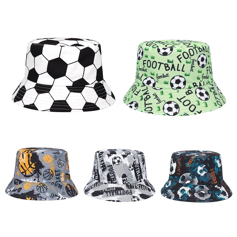 Football Printed Bucket Hat for Men Women Summer Sunscreen Panama World Cup Football Game Fashion Fisherman Cap Foldable Sun Hat