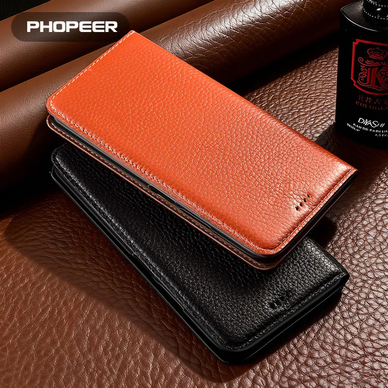 Genuine Leather Case for Xiaomi 15s Pro 15 14 13 12 11  S Pro Civi T Lite Ultra Flip Phone Case Lychee Texture
