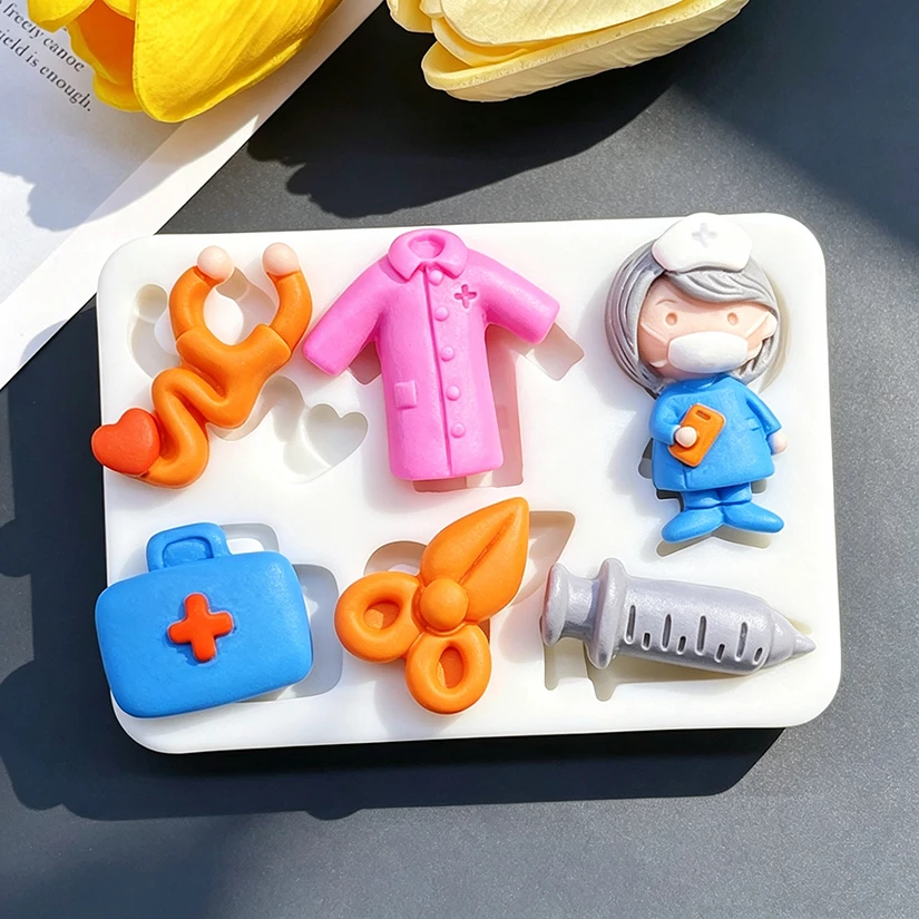 Nurse Uniform Doctor Silicone Sugarcraft Mold Chocolate Cupcake Baking Fondant Cake Decorating Tools
