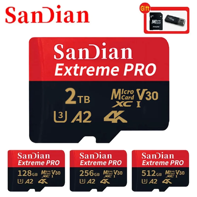 

Micro TF SD Card 128GB 256GB Class 10 A2 High Speed Memory Card U3 4K 512GB TF Flash Card 1TB for Smartphone Camera Drone