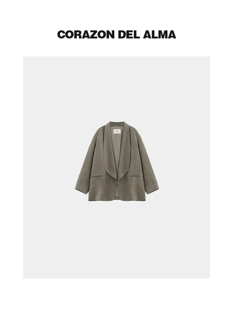 

Luxury Lightweight Colored Weave Lin Han Hemp Vintage Simple Waed een Olive Coat Tapered Suiting Women's Busin Casual ...