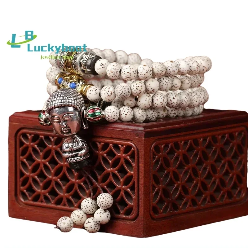 Wholesale Natural Xingyue Bodhi Bracelet 108 Buddha Bead Necklace Ethnic Style Rosary Bracelet Tibetan Silver Buddha Accessories
