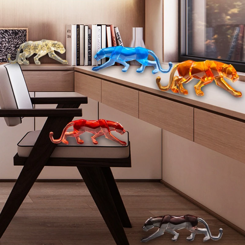 Gold Leopard Print Resin Decoration, Office Desk Sculpture Crafts, Home Living Room Desk Sculpture Decoration