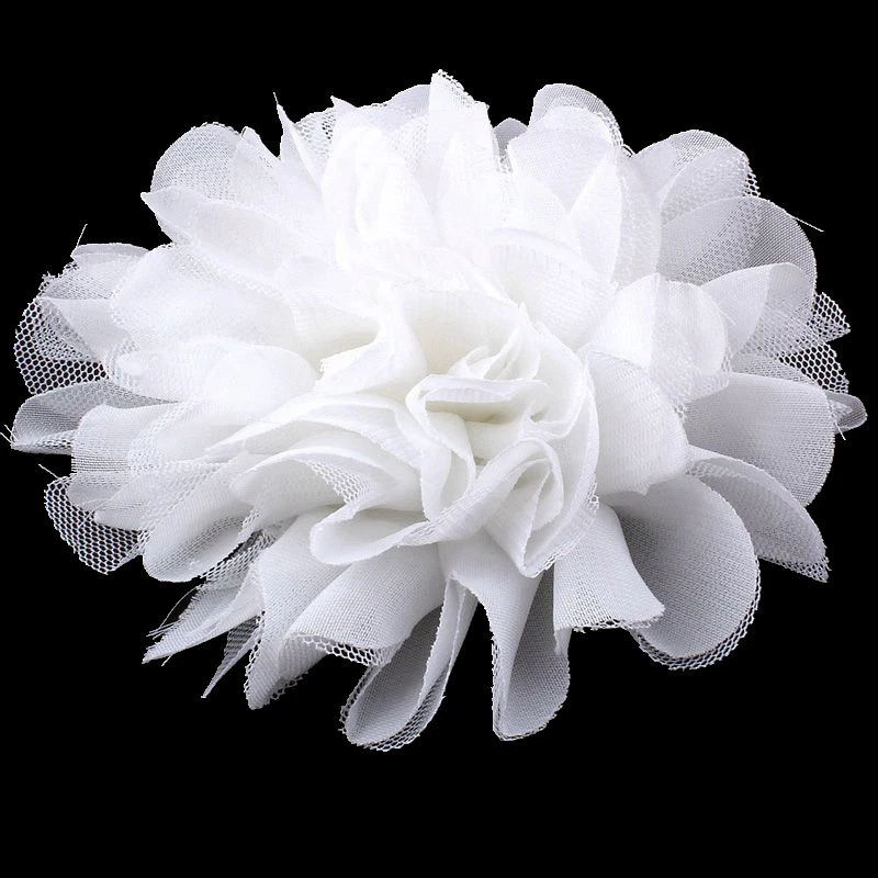 12CM 5 Colors Chic Large Mesh tulle Fabric Flower For Sweet Girl Pastel Color FlatBack Chiffon Flower For Headbands