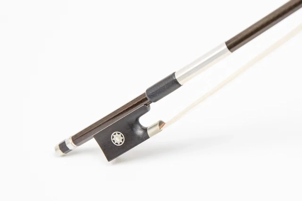 Hot Sale Well Balance Brown Stick Customization Frog 4/4 White Horse Hair Braided Carbon Fiber Violin Bow