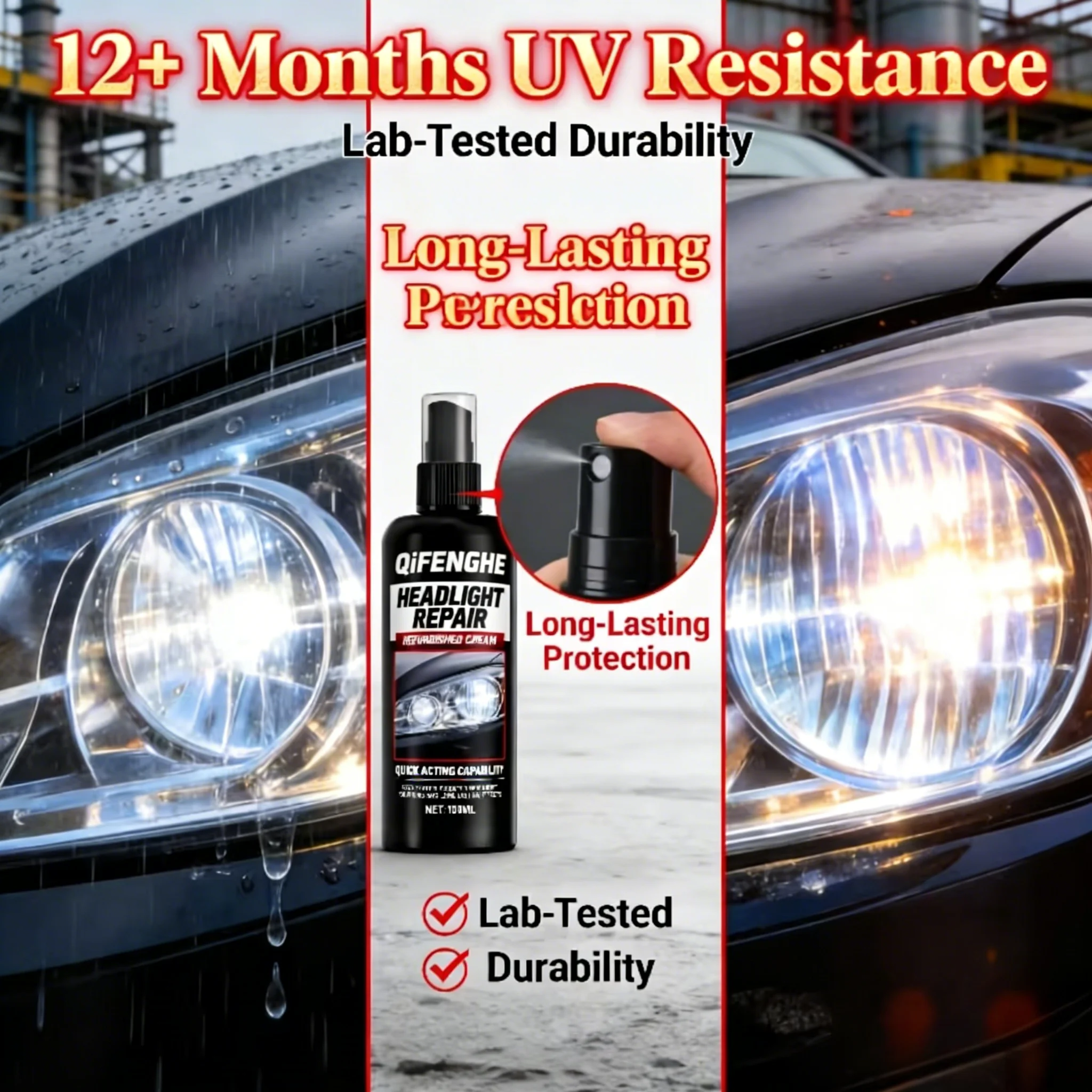 Professional Car Headlight Restoration Kit, Remove Oxidation & Haze, Restore Clarity