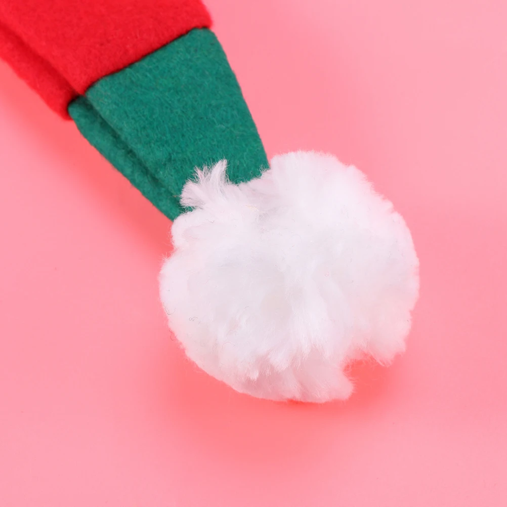 

2Pcs Elf Hat Christmas Party Costume Accessory Red Green Striped Soft One Size Fits Most Men Women Photo Prop