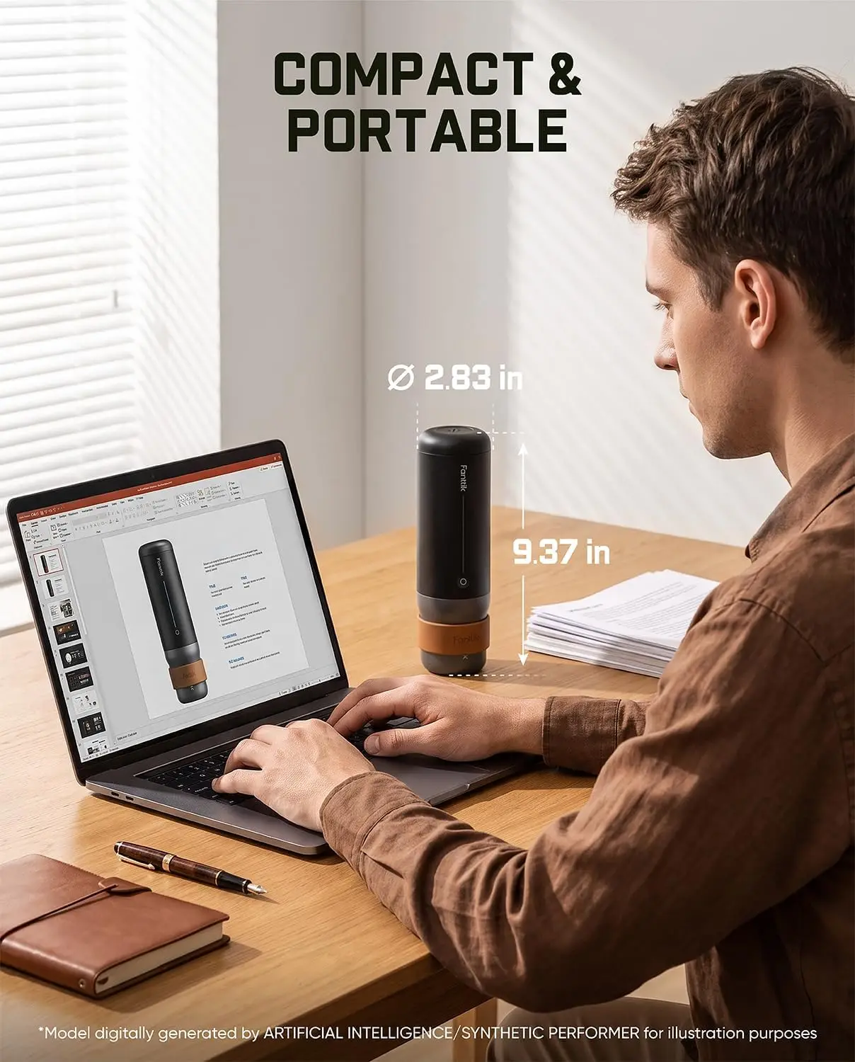 Cafein 11 Portable Coffee Machine, 20 Bar Coffee Maker with USB-C | Portable&Compact, 135s Rapid Heating, Golden-Cup