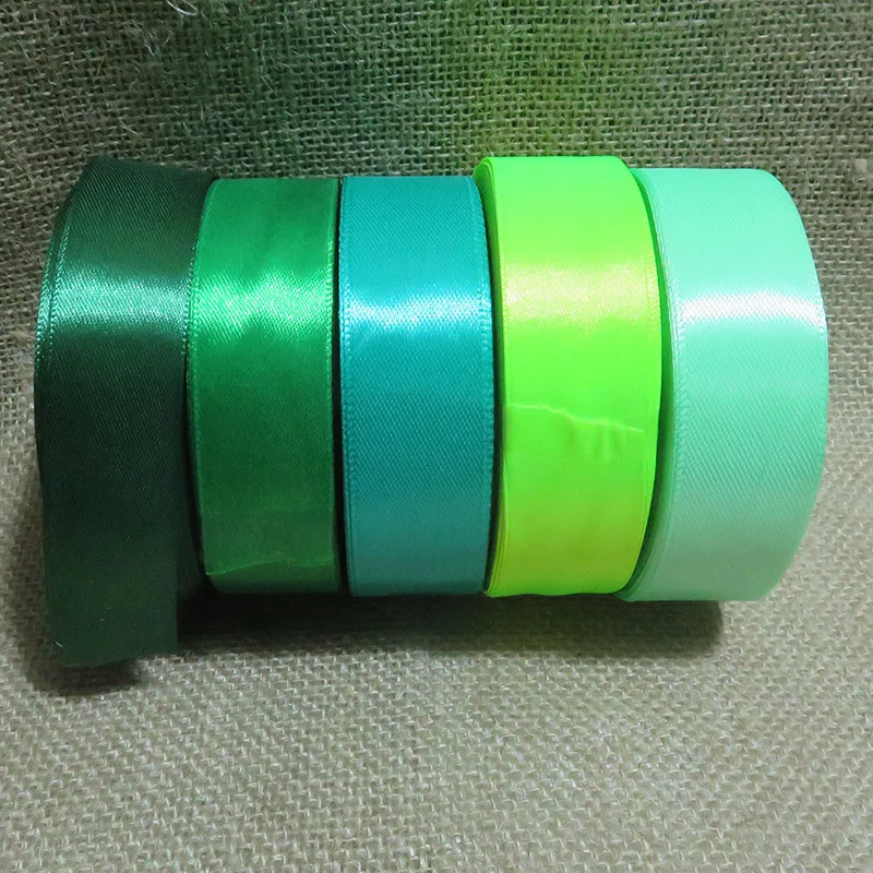 2.5cm Green ribbon wholesale DIY handcarft creative gift bouquet Wraping bowtie hearbraid headband jewelry F Wedding Birthday